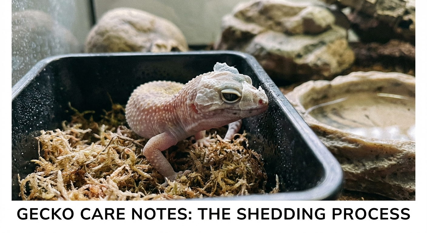 Leopard gecko in the process of shedding its skin showing pale coloration